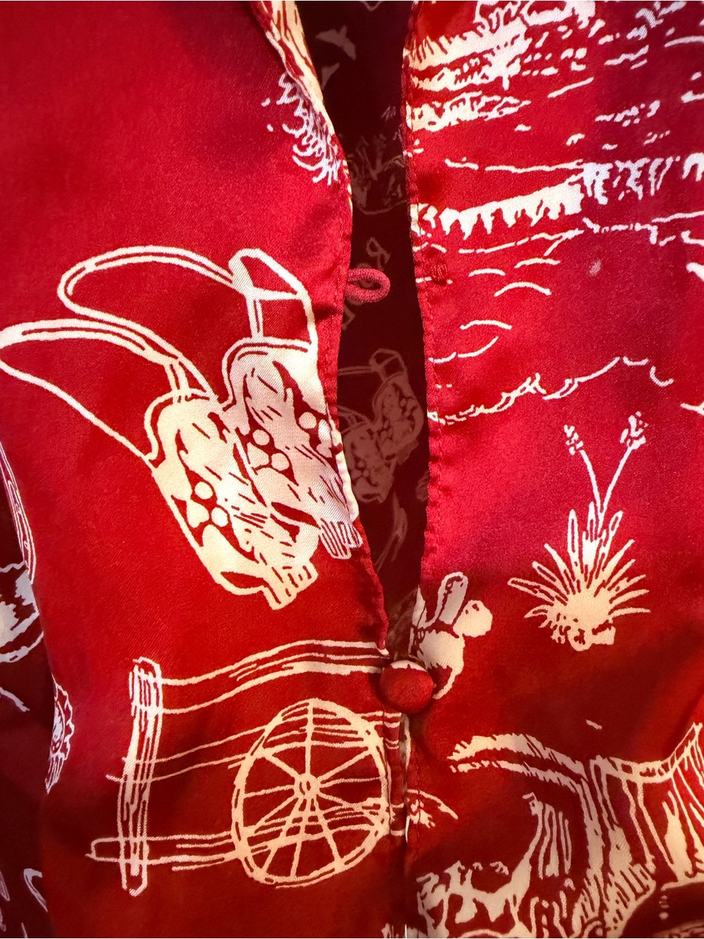 Vintage Red Western Print Button-Up Shirt Oversized with flaws - Picture 6 of 9